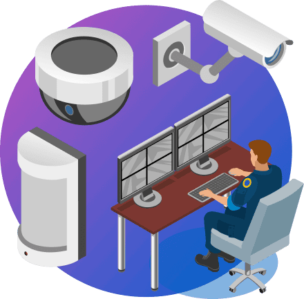 Security camera monitoring interface illustration